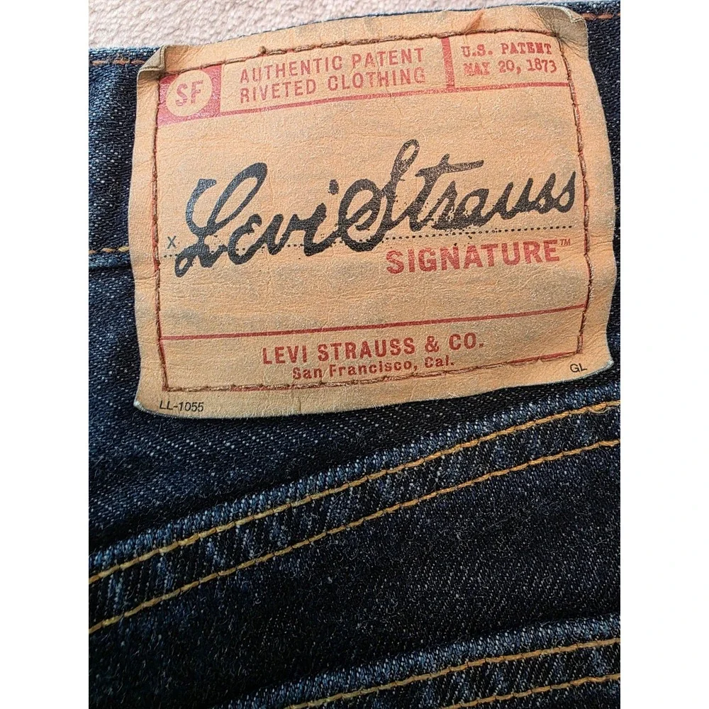 Levi Strauss Signature Jeans Mens 36x32 Blue Regular Fit Dark Wash Denim